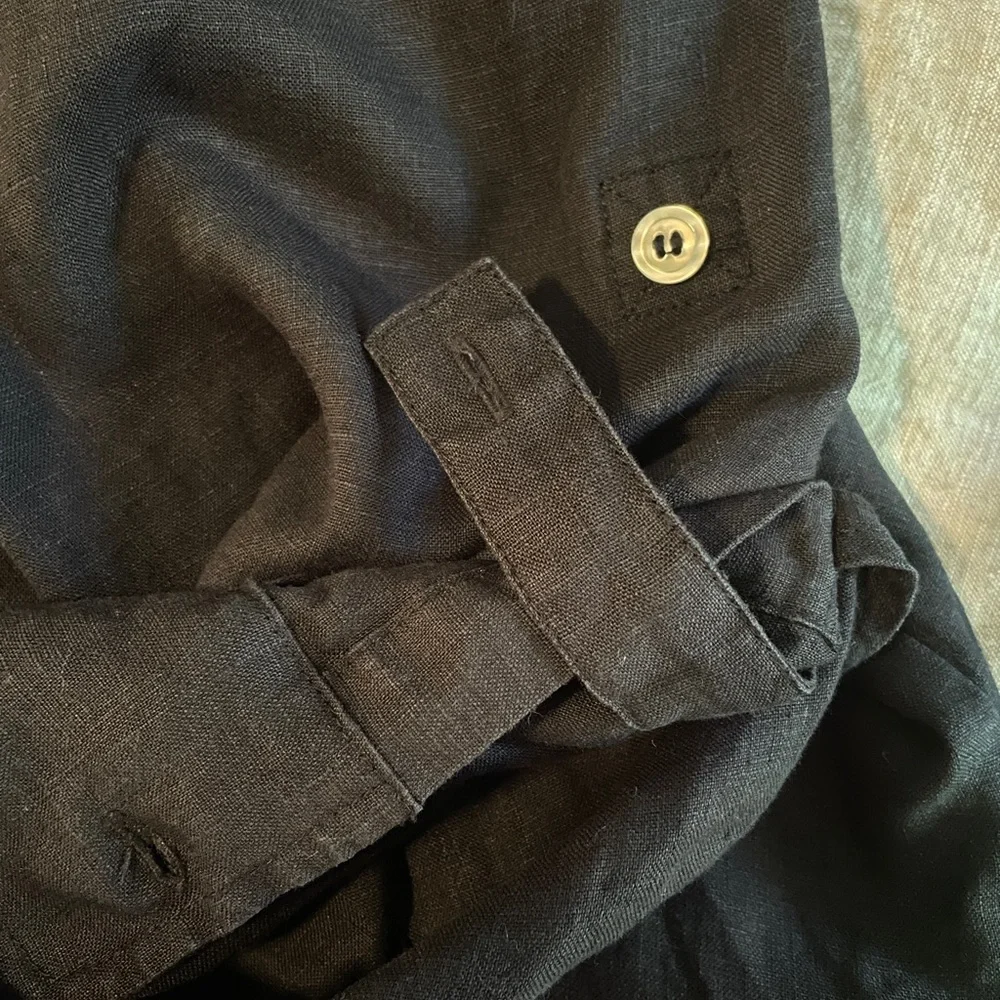 allen allen black linen top